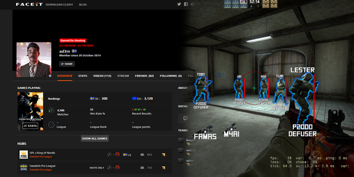 CS:GO - Újabb profit kaptak csaláson, ezúttal a svéd ad3m kapott két éves eltiltást FACEIT-en