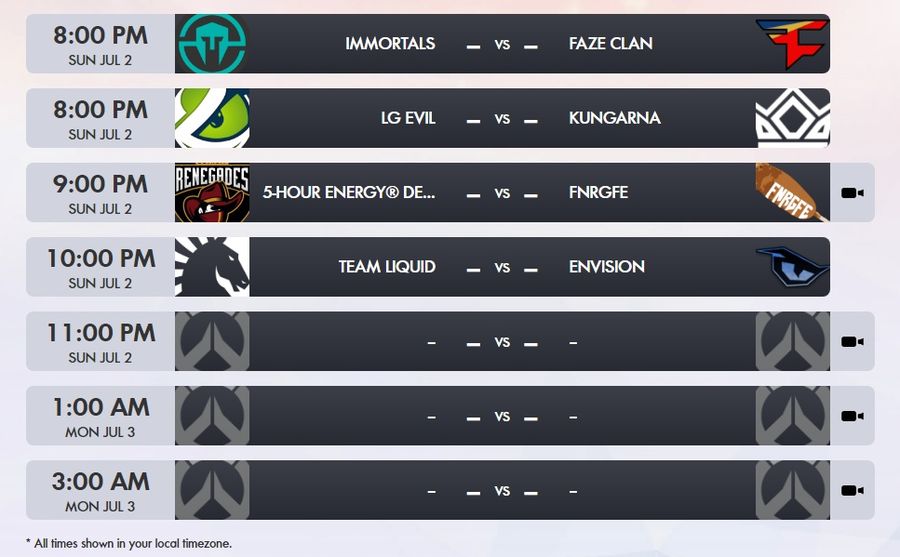 ow na contenders schedule