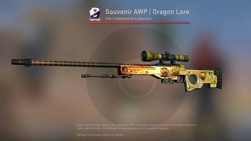 3. Souvenir AWP Dragon Lore: $50 000 – $200 000+