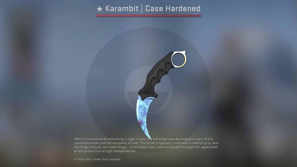 1. Karambit Case Hardened (Blue Gem): $1 500 000+