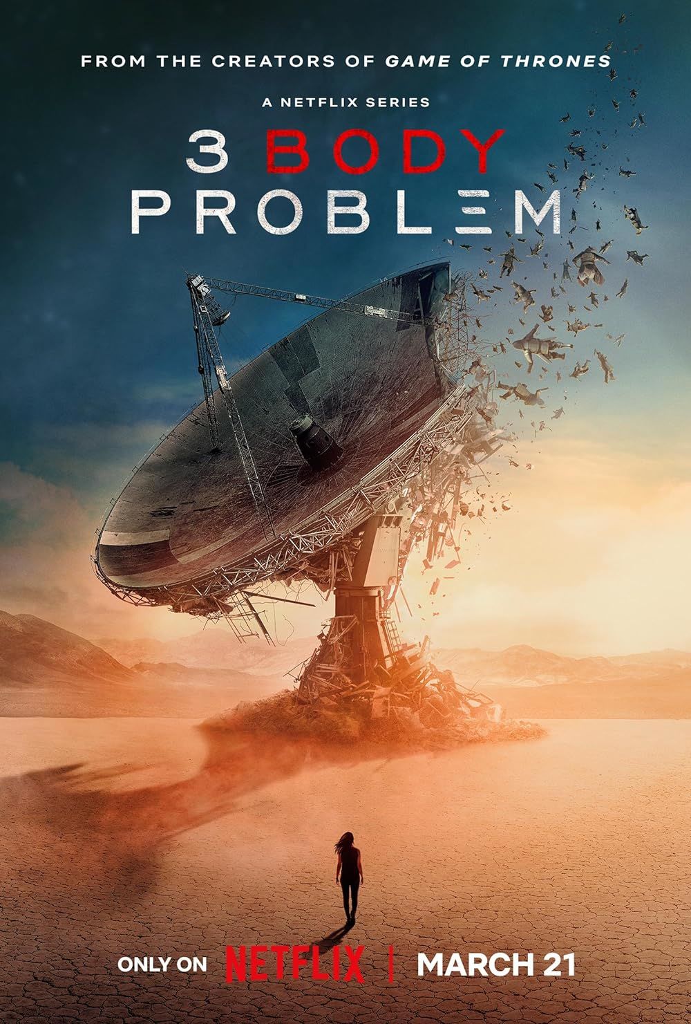 Sorozat: A 3-test-probléma | 3 Body Problem (2024): imdb pontszám: 7.5 / Rotten Tomatoes nézői értékelés: 77%