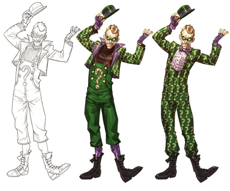 A Riddler eredeti dizájnja a Batman Arkham Asylumhoz - Forrás: Rocksteady