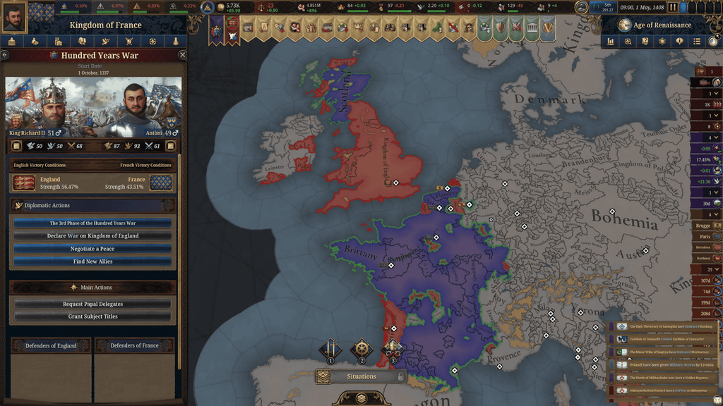 Kép az Europa Universalis V játékmenetéből - Forrás: Paradox Interactive