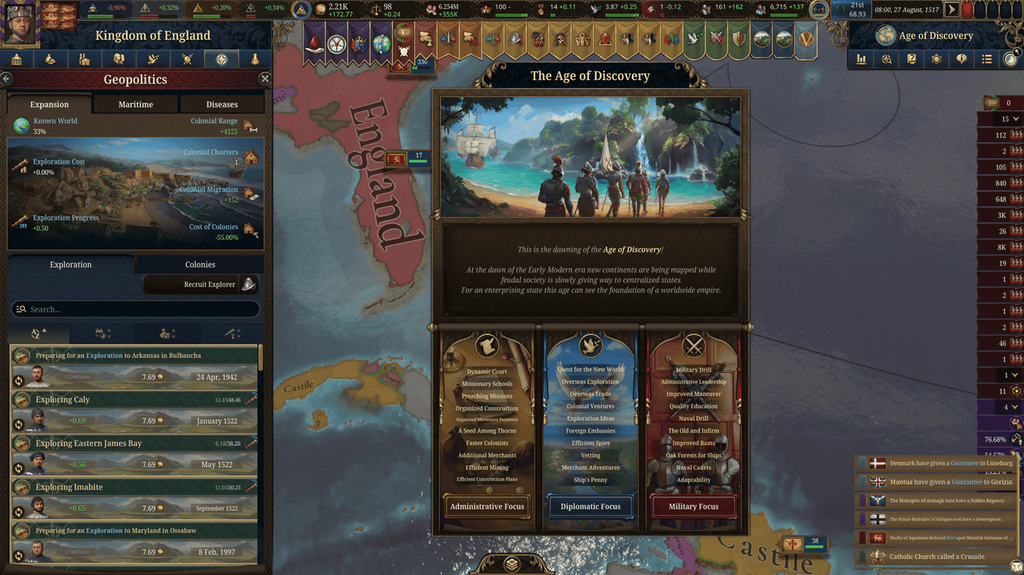 Kép az Europa Universalis V játékmenetéből - Forrás: Paradox Interactive