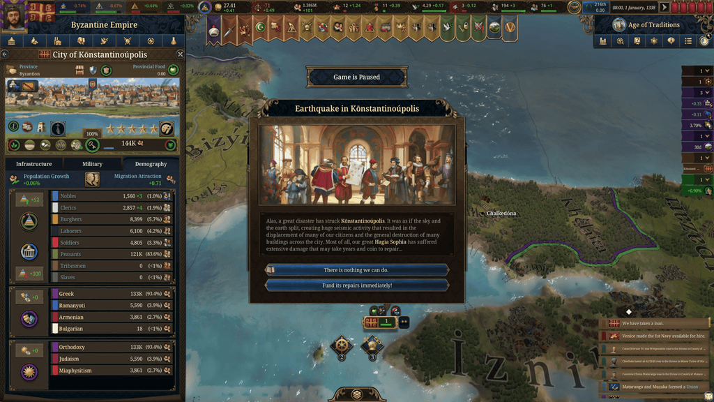 Kép az Europa Universalis V játékmenetéből - Forrás: Paradox Interactive