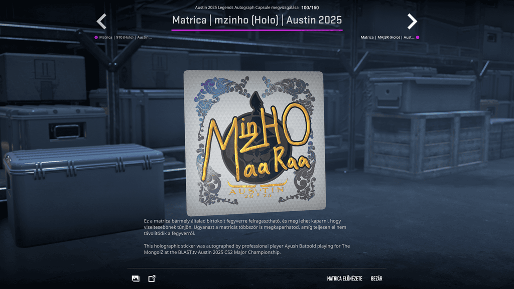 A BLAST.tv Austin Major legendáinak matricái
