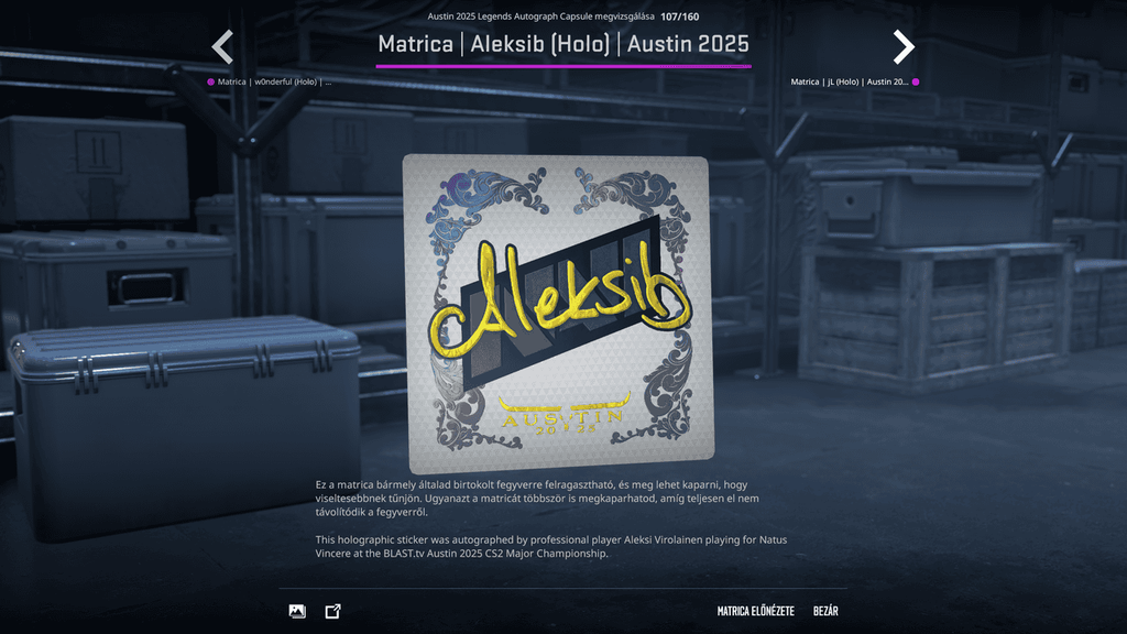 A BLAST.tv Austin Major legendáinak matricái