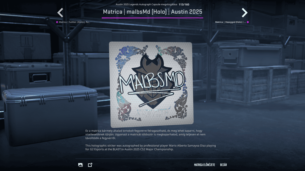 A BLAST.tv Austin Major legendáinak matricái