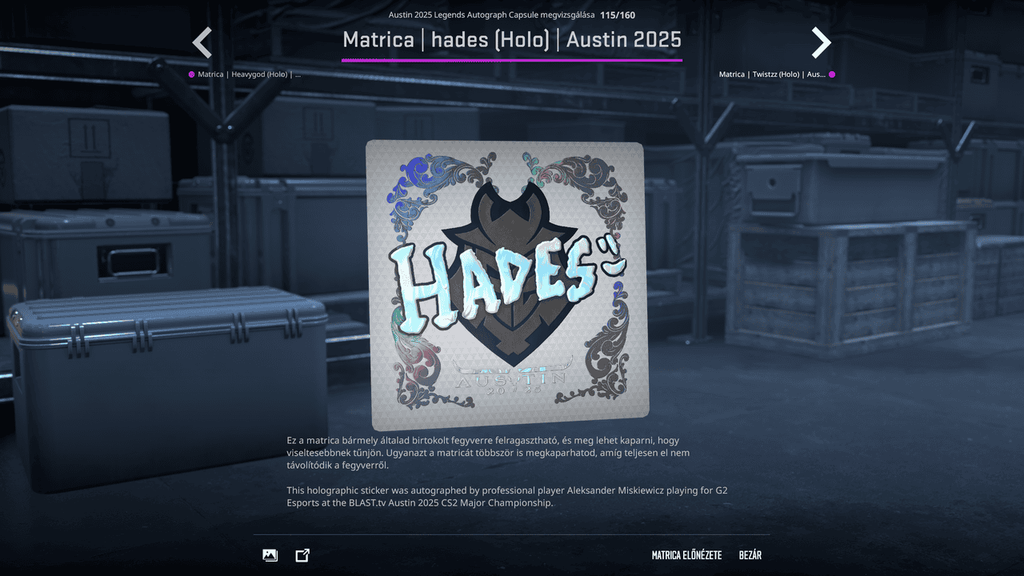 A BLAST.tv Austin Major legendáinak matricái