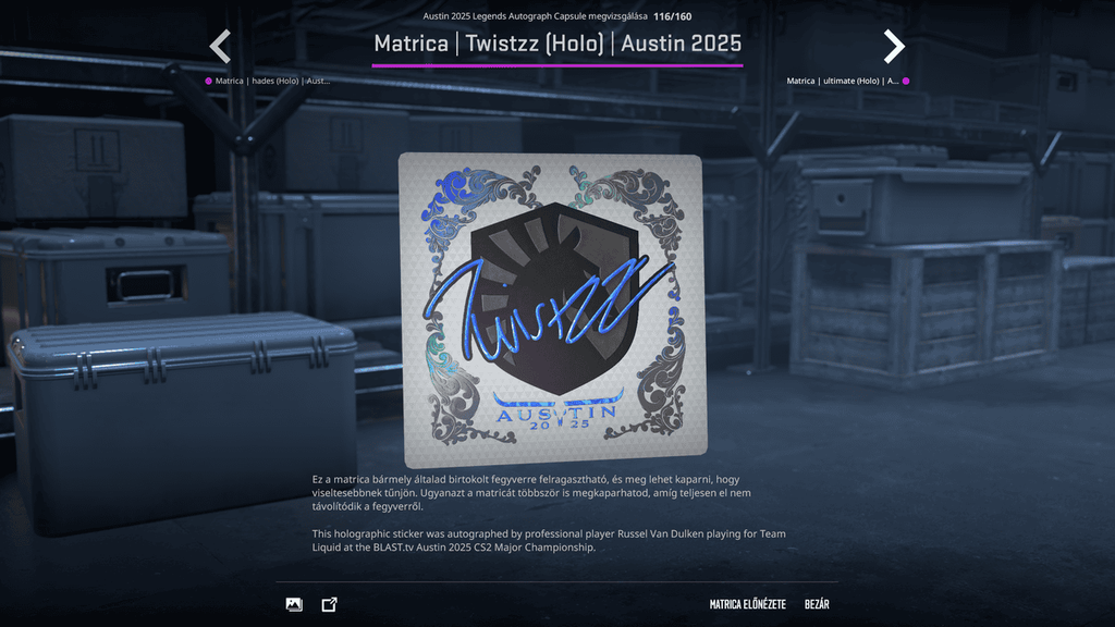 A BLAST.tv Austin Major legendáinak matricái