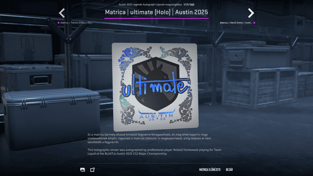 A BLAST.tv Austin Major legendáinak matricái