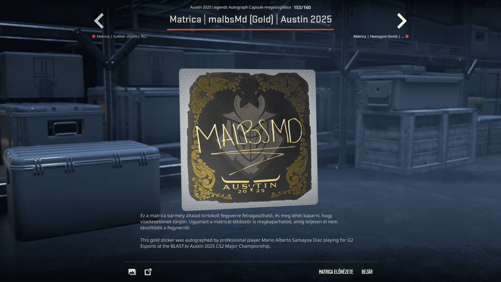 A BLAST.tv Austin Major legendáinak matricái