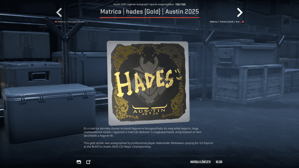 A BLAST.tv Austin Major legendáinak matricái