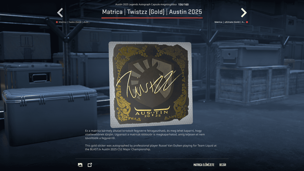 A BLAST.tv Austin Major legendáinak matricái