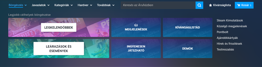 Böngészés a Steam főoldalán - Forrás: Valve