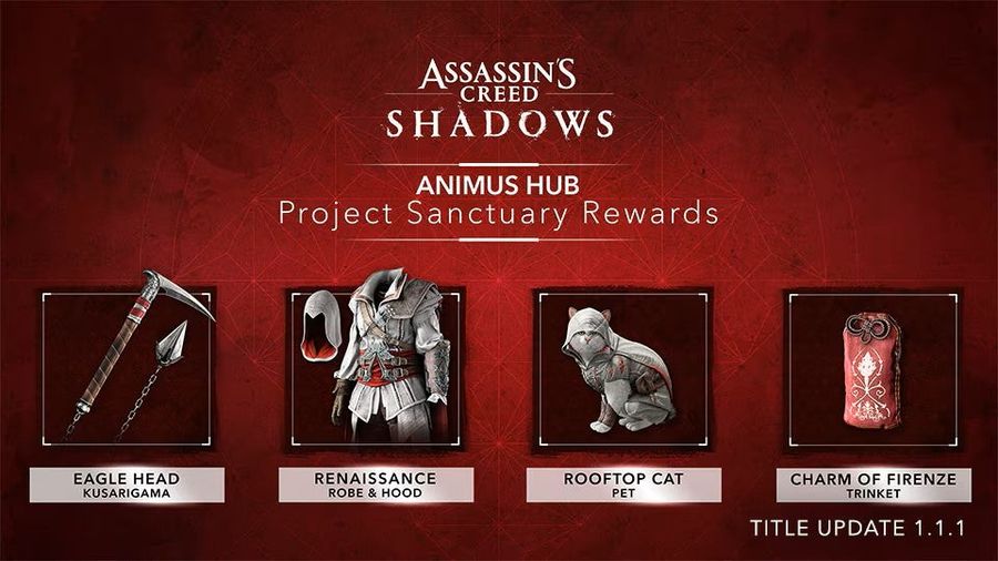 Az Assassin's Creed Shadowsban megszerezhető Assassin's Creed II tárgyak - Forrás: Ubisoft
