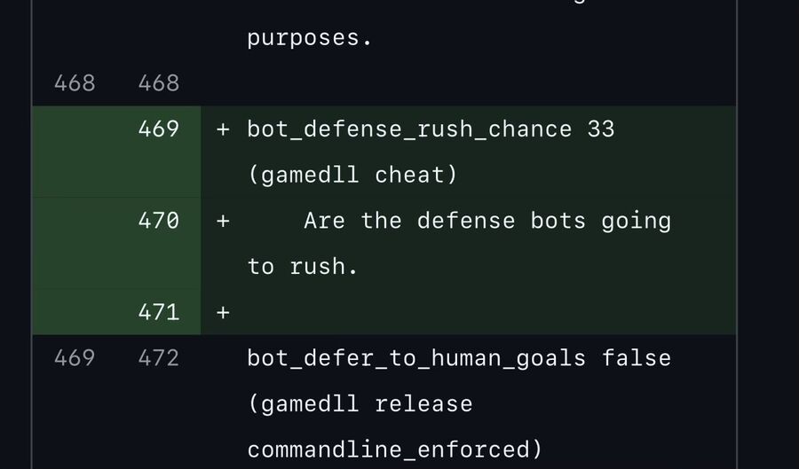 Egy &uacute;j botokkal kapcsolatos k&oacute;dsor a CS2-ben - forr&aacute;s: ThourCS2