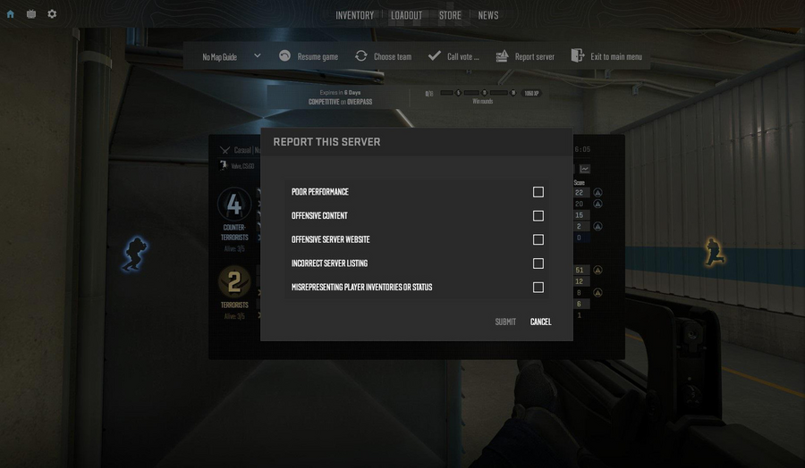 Szerver jelent&eacute;si funkci&oacute; a CS2-ben - forr&aacute;s: Escorenews, Valve