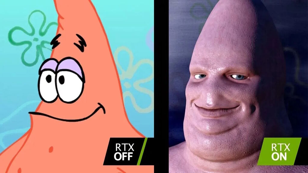 Patrick a Spongyabobból DLSS 5 előtt és után
