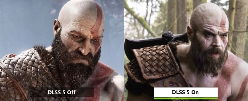 Kratos a DLSS 5 előtt és után