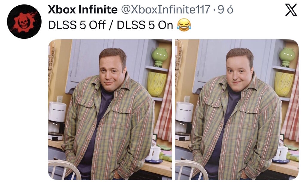 Kevin James DLSS 5 előtt és után