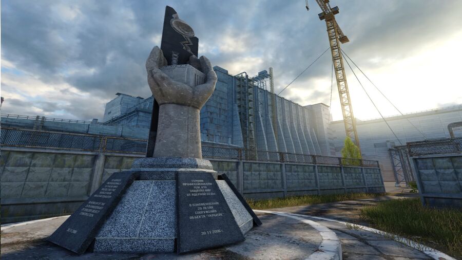 A csernobili hős&ouml;knek &aacute;ll&iacute;tott eml&eacute;kmű Cache-en - forr&aacute;s: Valve