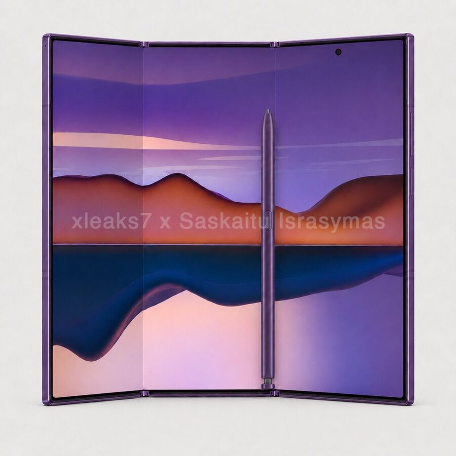 A Samsung Galaxy Z TriFold &eacute;s a kapcsol&oacute;d&oacute; S Pen szabadalom - K&eacute;pek forr&aacute;sa: Saskaitu Israsymas &eacute;s xleaks7
