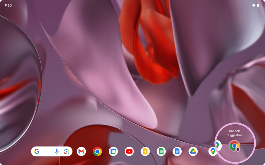Az Android Continue On aj&aacute;nl&aacute;sa egy tableten - forr&aacute;s: Google