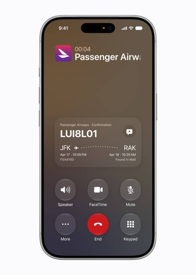 P&eacute;lda a Call Context műk&ouml;d&eacute;s&eacute;re h&iacute;v&aacute;s k&ouml;zben - forr&aacute;s: Apple