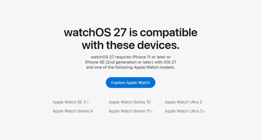 A watchOS 27 kompatibilit&aacute;si list&aacute;ja - forr&aacute;s: Apple