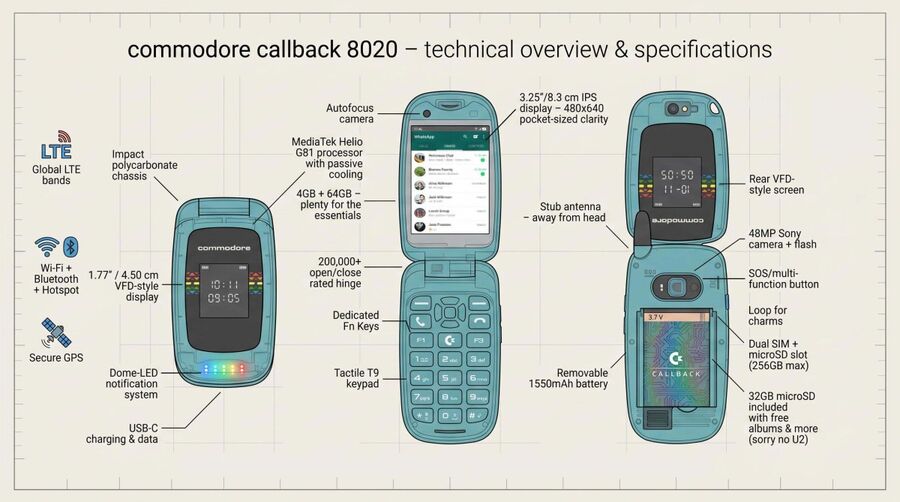 A Commodore Callback 8020 specifik&aacute;ci&oacute;i - forr&aacute;s: Commodore
