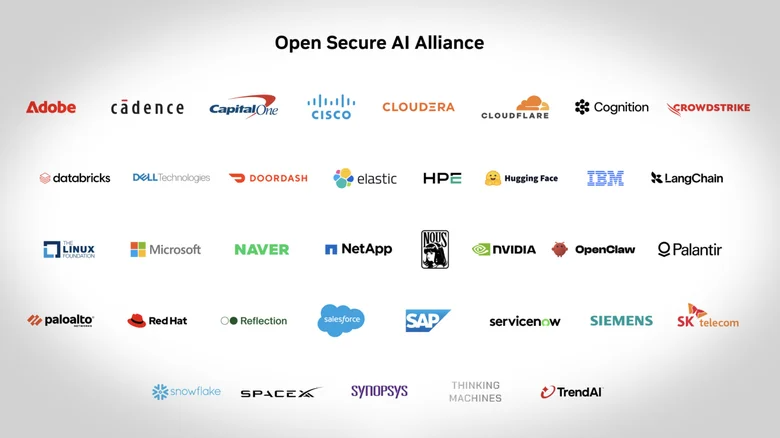 Az Open Secure AI Alliance kezdem&eacute;nyez&eacute;s tagjai - forr&aacute;s: Nvidia