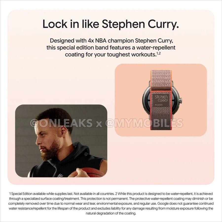 A Pixel Watch 5 Stephen Curry Edition - forrás: Onleaks és MyMobiles
