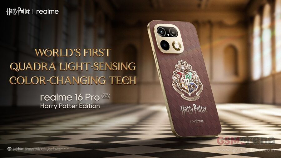 A Realme 16 Pro Harry Potter Edition - forr&aacute;s: GSMArena, Warner Bros.