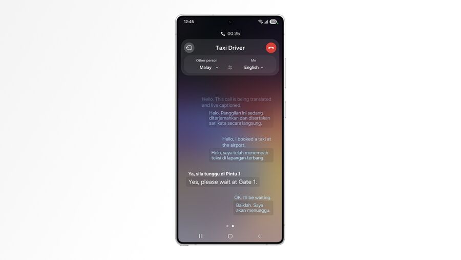 Mal&aacute;j-angol Live Translate besz&eacute;lget&eacute;s egy Samsung k&eacute;sz&uuml;l&eacute;ken (illusztr&aacute;ci&oacute;) - forr&aacute;s: Samsung